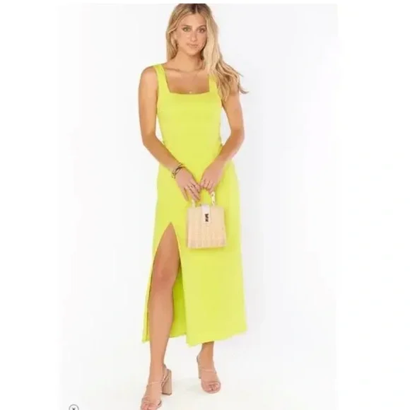 NWOT- Show me Your Mumu- Eden Midi Dress in Citrine stretch. (Electric green) XL - Picture 3 of 16